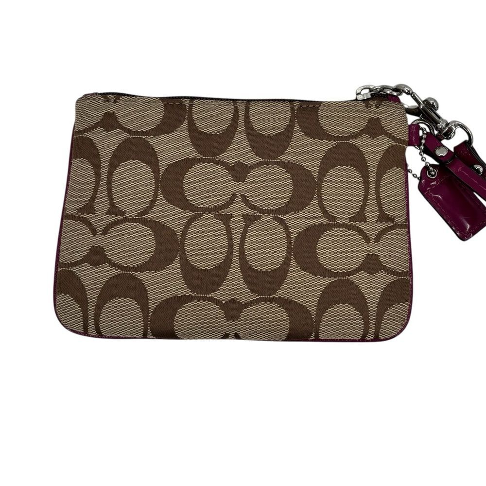 Coach Signature Wristlet Khaki/Passion Berry - Picture 3 of 8